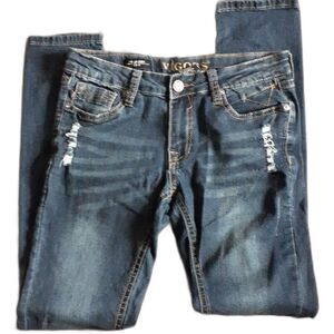 Vigoss the jagger girls jeans 14 blue distressed denim pants